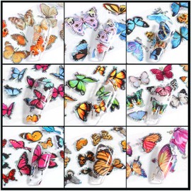 Holographic Nail Foil Transfer Stickers Decals, Butterfly Nail Foils Polish Sticker, Laser Glitter Big Butterflies Nail Art Design Supplies for Nail Transfer Glue Polish, Women Nail Film Decorations