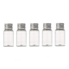 6 Empty Refillable Clear Plastic Bottles with Aluminum Screw Cap Small Containers for Essential Oils Powder Cream Size 15ml