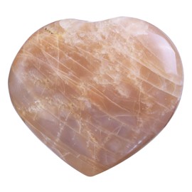 SUNYIK Natural Orange Moonstone Heart Stone, Polished Love Heart Puffy Pocket Palm Worry Stone for Reiki Healing Relax Stress Anxiety Home Office Decor, 1.9-2.3"(50-60mm)