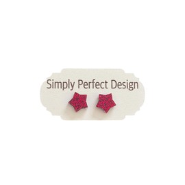 Glitter Red Star Stud Earrings for Women - Hypoallergenic Surgical Stainless Steel Design, Perfect Small Studs for women - Medium