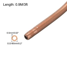 sourcing map Copper Tube 3/16'' OD x 3Ft 1/64" T Refrigeration Flexible Pipe Seamless Hollow Metal Soft for Air Conditioners Refrigerators and Other Equipment