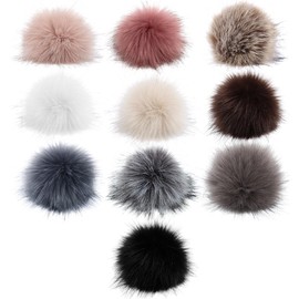 MIRKUZI Knitting & Crochet Accessories, Pack of 10 Faux Fur Bobble Fur Bobble Hats with Elastic Band for Knitted Hat Scarves Bag Keychain Accessories