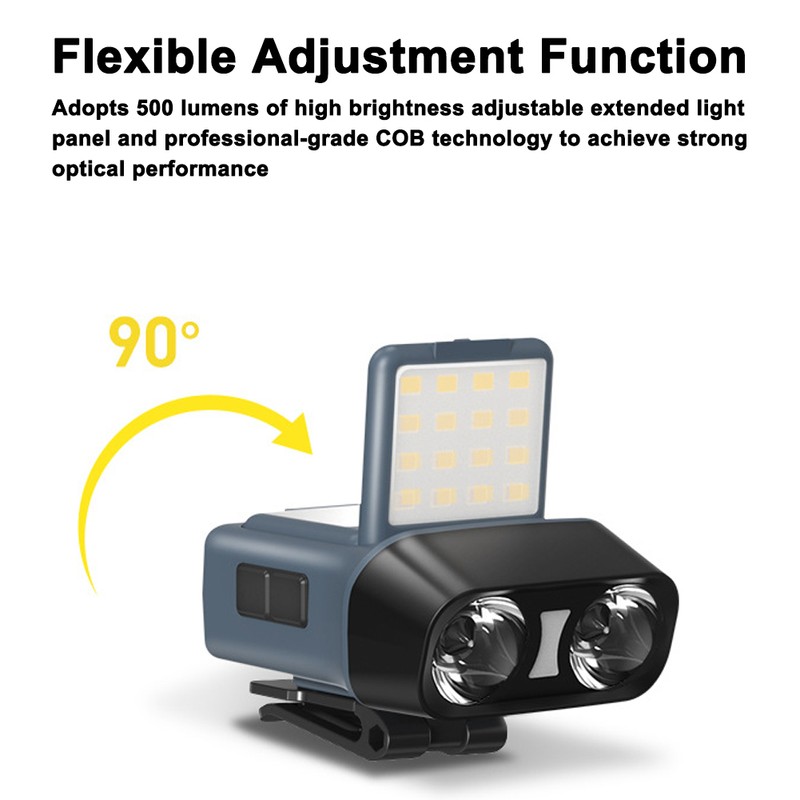 LED Sensor Light Brightness Adjustable Headlamp COB Hat Clip Light