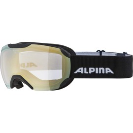 ALPINA PHEOS S V - Self-tinting, anti-fog and shatterproof ski goggles with 100% UV protection for adults, black matt, one size