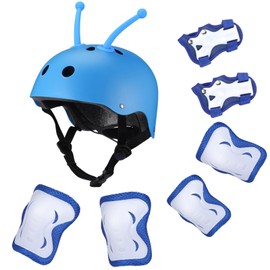 WinnerWhy 9 Pcs Kids Helmet Adjustable for Kids Ages 3-8 with Protective Sports Gear Set Knee and Elbow Pads Wrist Pads Protection Set for Girls Boys Toddler Christmas Birthday(Blue)