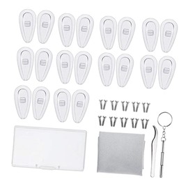 Healvian Glasses Repair Kit 15mm Nose Pads Stainless Steel Screws Metal Tweezers Lens Cloth