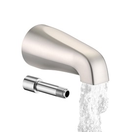 Bathtub Spout Without Diverter, 5.3", All Metal 304 Stainless Steel, Fits 1/2" Copper Slip-On and 1/2" or 3/4" IPS Threaded Pipes, Leak-Free Design, Easy Installation, Universal Fit, Brushed Nickel