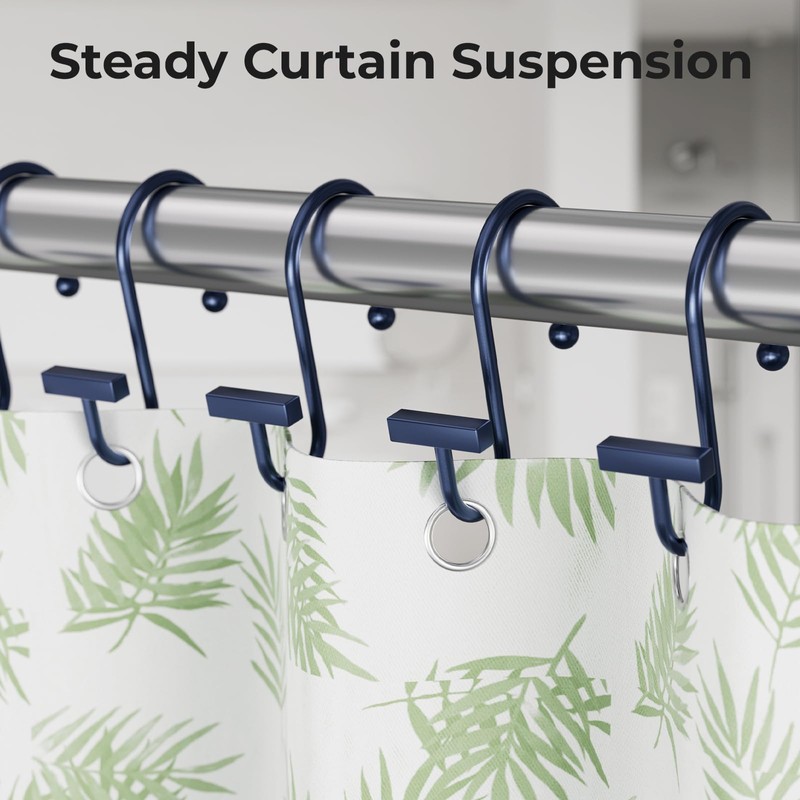 Navy Blue Shower Curtain Hooks, Bathway Shower Curtain Rings Rust