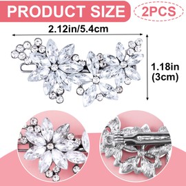 ANCIRS 2pcs Crystal Flower Hair Clips for Wedding, Silver Wedding Hair Pins, Rhinestone Flower Hair Accessories for Bridal Brides Women