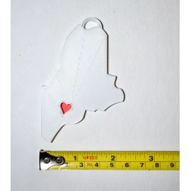 MAINE STATE OUTLINE AUGUSTA RED HEART CUTOUT HANGING ORNAMENT USA PR244-ME