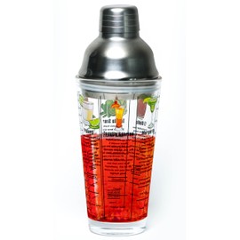 14 oz Recipe Glass Cocktail Shaker With Strainer Top - Includes 6 Cocktail Drink Recipes (Tequila Theme)