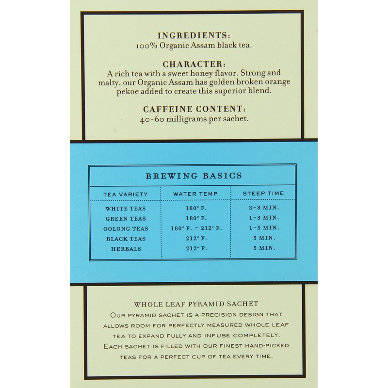 Harney & Sons Black Tea, Organic Assam, 1.7 oz, 20