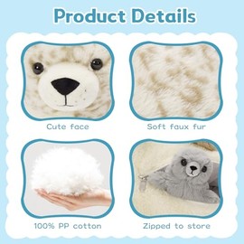 4 Pcs Seal Stuffed Animal Set, 20" Mother Plush Toy with 3 Babies in Mom's Belly, Cute Leopard Stuffed Seal Plushie for Girls Boys Kids, Kawaii Chirstmas Bithday