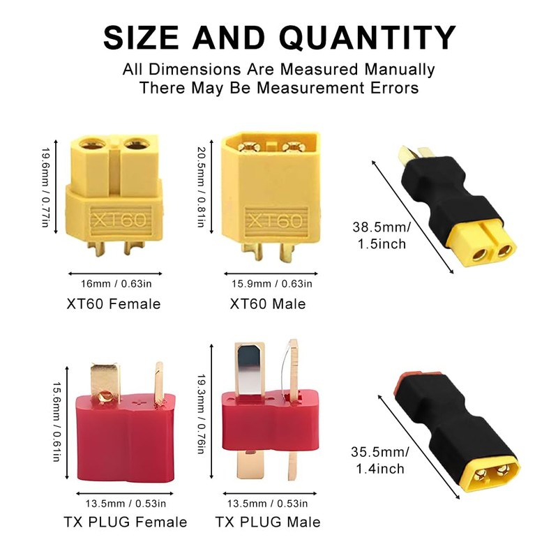 XT60 to T Plug Adapter,XT60 to T Plug Connector Without