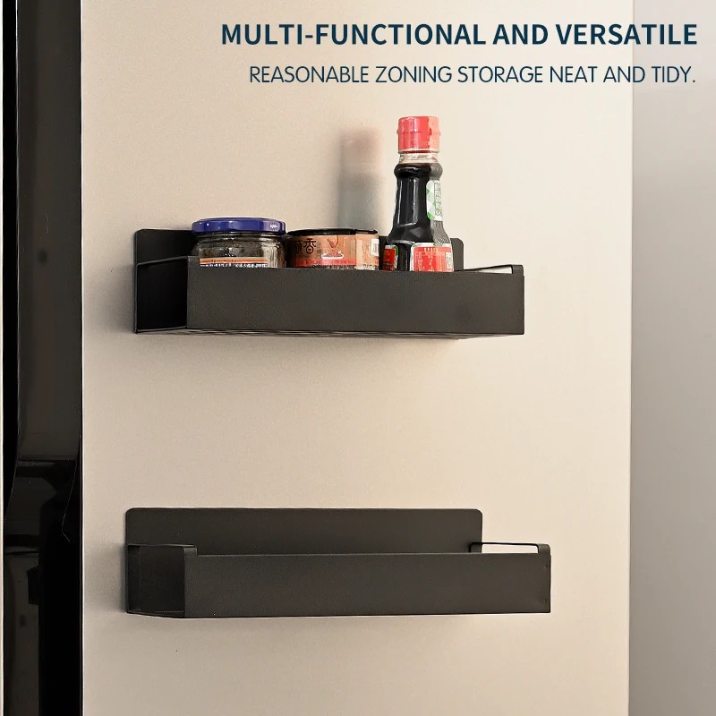2-Piece Set Stainless Steel Magnetic Seasoning Storage Rack Kitchen Refrigerator