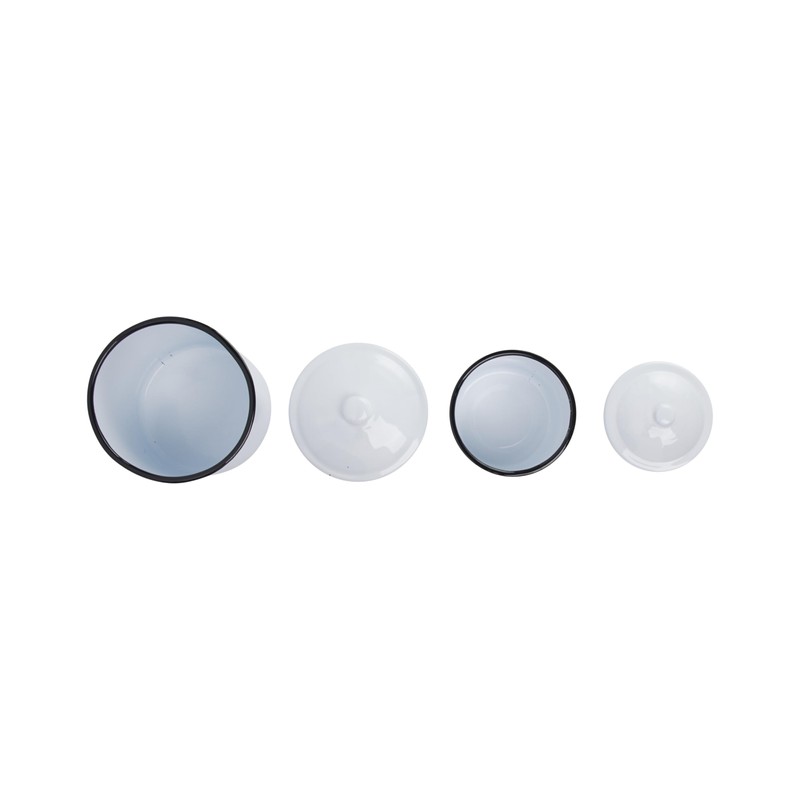Creative Co-Op Set of 2 White Enameled Canisters with Lids