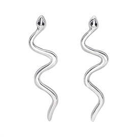 Silverly 925 Sterling Silver Long Snake Earrings for Women - Wavy Serpent Studs - Unique Dainty Animal Jewellery - Egyptian Style Hypoallergenic Solid Silver Statement Earrings - Perfect Gift for Her