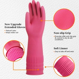 ccebwyny - Guantes de goma para limpieza, 3 pares de guantes reutilizables para lavar platos, cocina y tareas domésticas, 15 pulgadas de largo, antideslizantes e impermeables (grande)