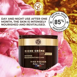 Yves Rocher Crema hidratante facial Riche Crme Anti-envejecimiento Intense Regeneradora de día y noche con aceites preciosos, para piel madura  piel  