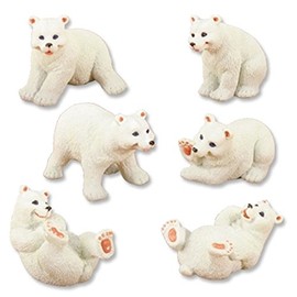 YTC White Polar Bears (Set of 6) - Collectible Figurine Statue Figure