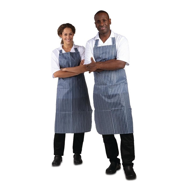 Whites Chefs Apparel Waterproof Bib Apron Nylon Blue And White