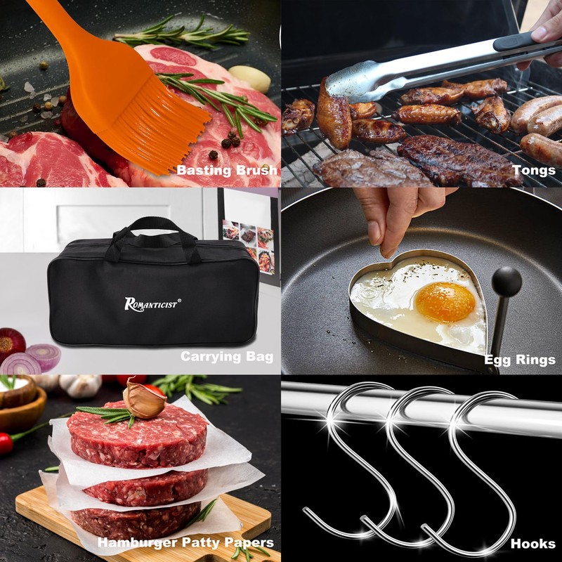 ROMANTICIST 132PC Professional Griddle Accessories Kit - Heavy Duty Stainless