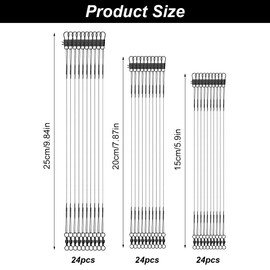 Steel Leaders, Steel Leader Pike, Fishing Wire Leaders, Nylon Coated Fishing Line, Leaders with Swivels and Press Studs, 72 Pieces 15/20/25 cm Each 24 Pieces for Predatory Fish, Hidden Main Line