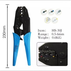 Ratchet Crimp Pliers 0.5~6.0mm² Crimping Tool 22-10AWG Ratchet Terminal Crimper Wire Crimp Tool For Tubular Terminals Heat Shrink Spade Fork Splice Connectors HS-30J