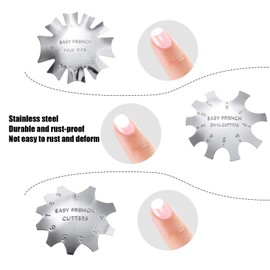 6 piezas de acero inoxidable francés Nail Art Edge Trimmer, colorido conjunto de plantillas de uñas francesas, placa de bricolaje para uñas Easy Line Plantilla de uñas suministros de uñas