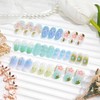 24Pcs Spring Press on Nails Medium Almond French Tip Fake