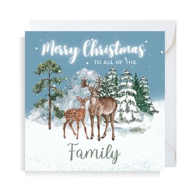 Second Ave All the Family Christmas Reindeer Square Xmas Holiday Festive Greetings Card
