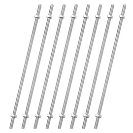 uxcell 8pcs 8/32 Inch M4 Threaded Rods with 16pcs Hex Nuts 6 Inch 304 Stainless Steel Full Threads Right-Hand Thread for Hangers, U-Bolts, and Beaded Garden Stake Rods, Silver