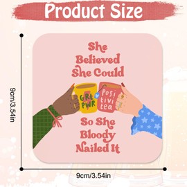 She Believed She Could Coaster, Bestie Friend Gifts for Girls, Women, Rainbow Coaster Thank You Gift for Friendship, New Job, Promotion, Exams, 3.54×3.54×0.16in