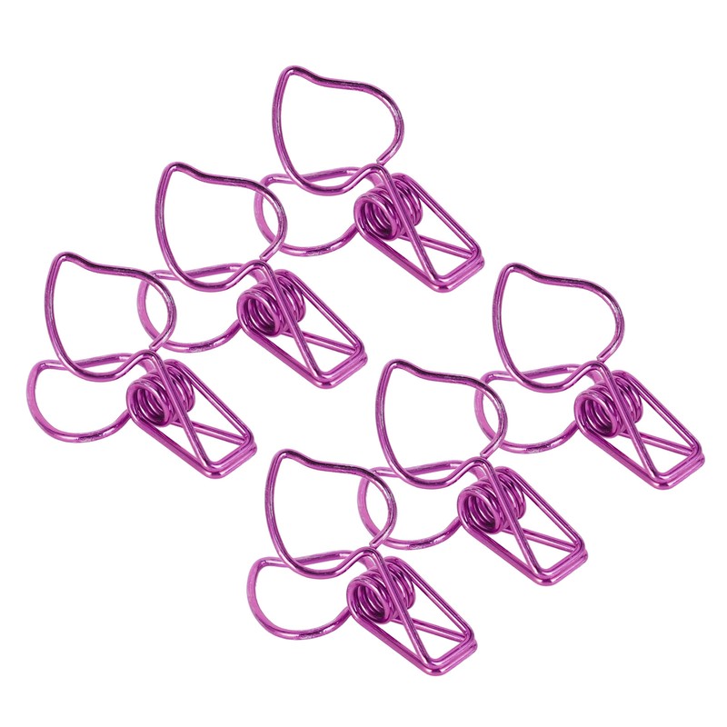 100pcs Binder Clips Cute Cartoon Peach Shape Metal Long Tail