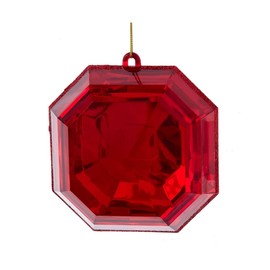 Kurt Adler Sparkling Square Jewel Diamond - 6 Inch red Plastic Decorative Hanging Holiday Ornament