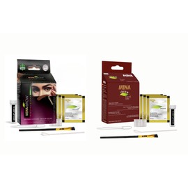 Mina ibrow Natural Henna Hair Coloring Kit, 3 Sachets, Plant-Based Formula, Up to 30 Semi-Permanent Applications, Vegan & Chemical-Free (Medium brown and Burgundy) 2 Packs
