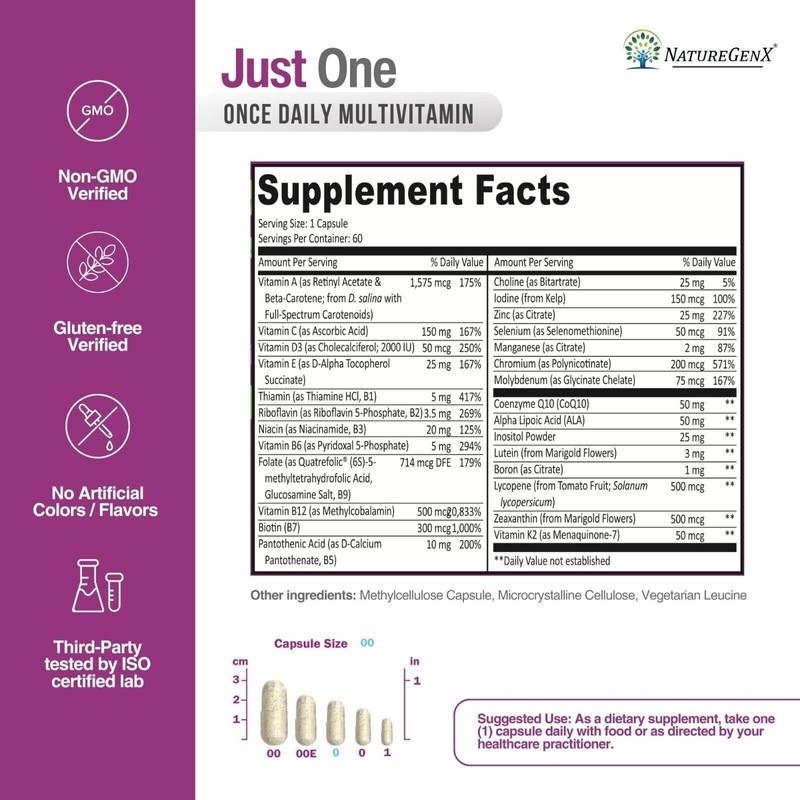 Just One Methylated Multivitamin for Women and Men, Methyl Folate