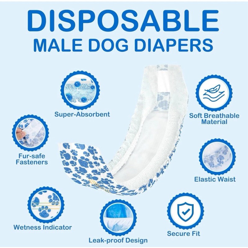 DONO’S DIARY Disposable Male Dog Diapers 10PCS Small DONO’S DIARY
