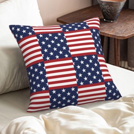 KiuLoam 4th of July Pillow Covers 18x18 Set of 2 Patriotic American Flag Decorative Throw Pillow Covers Outdoor Vintage Cushion Cases for Sofa Couch Bed Living Room Decor