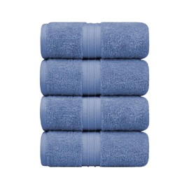 Cotoniche Hand Towels Pack of 4 - Absorbent & Decorative, Large (16"x 28") 100% Cotton, Luxury, Thick, Plush - Versatile, Perfect as Bathroom and Hotel Towel, Face Cloths or Drying Towel - Sky Blue