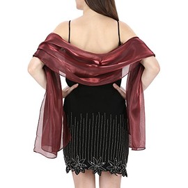 World of Shawls Silky Iridescent Wrap Stole Shawl For Weddings Bridal Bridesmaids Evening Wear Prom & Parties (Burgundy)