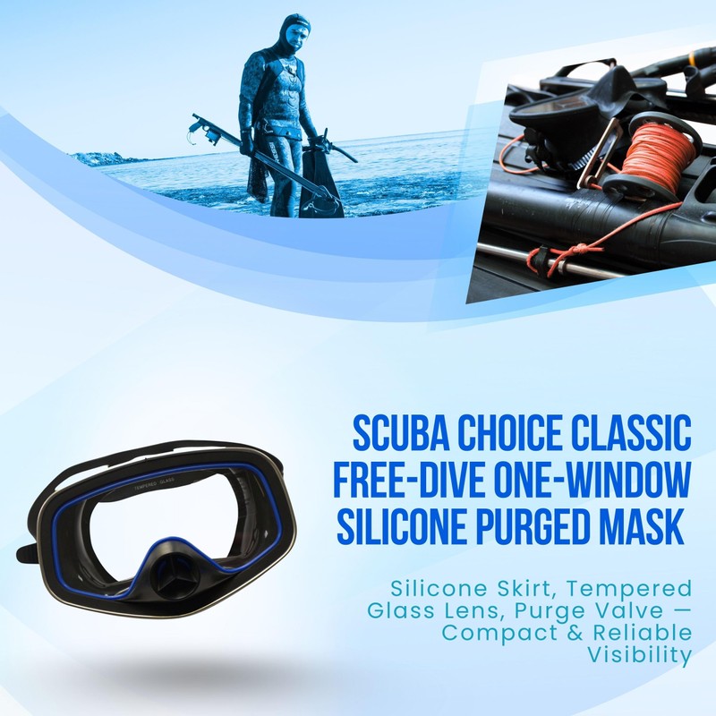 Scuba Choice Scuba Diving Classic Free Dive One-Window Silicone Purged