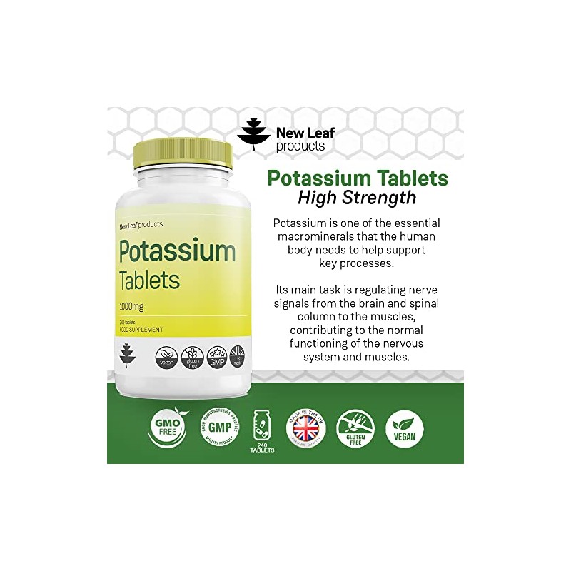 Potassium Supplements 1000mg, 240 Vegan Potassium Tablets Mineral Electrolytes Supplement