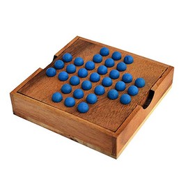 Solitaire Ball Box with Balls, Solitaire Whistlebail Game Puzzle Wood Thinking Game Puzzle Game Patience Game for One Player