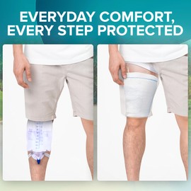 JJ CARE Catheter Bag Holder (Pack of 2), Fabric Nephrostomy Bag Holder, Washable & Reusable Foley Catheter Leg Bag, Urinary Drainage Bag Cover for Men & Women - Large Size