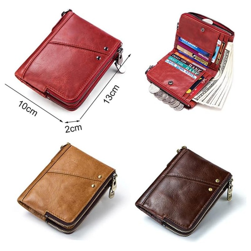 Lurrose Cartera Para Hombre De Piel Roja Protección Rfid Monedero