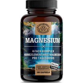 Magnesium Complex 1430 mg – Important: Magnesium Bisglycinate as a 4-Way Brand Complex with 1430 mg per Daily Dose (+ 400 mg Element Available) Vegan and Laboratory Tested – German SCHEUNENGUT®