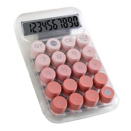 Cute Calculator with Transparent Gradient Appearance Easy to Read Screen for Students and Office Work Basic Desktop Calculator for Business Office Supplies (PINK)