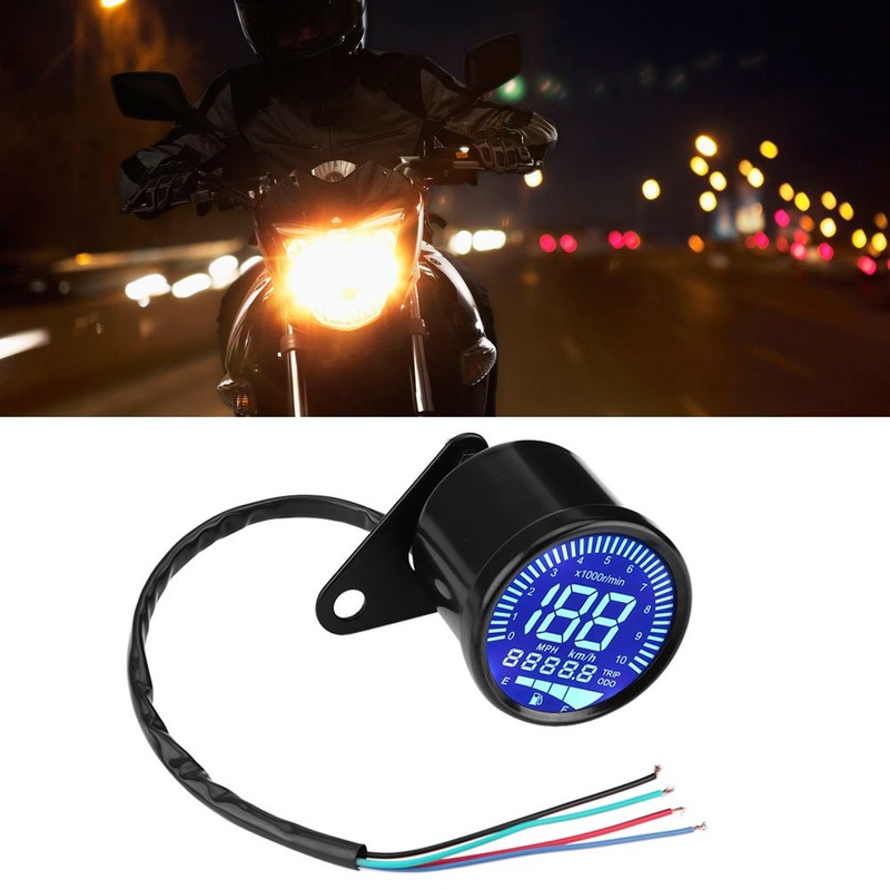 Speedometer, 12V DC Universal Motorcycle Waterproof LED Backlight Digital Speedometer