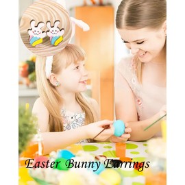 3 Pairs Easter Stud Earrings for Women Cute Bunny Egg Carrot Chick Earrings Dainty Wood Easter Earrings Studs Bulk Easter Theme Jewelry Easter Gifts Easter Basket Stuffers for Her